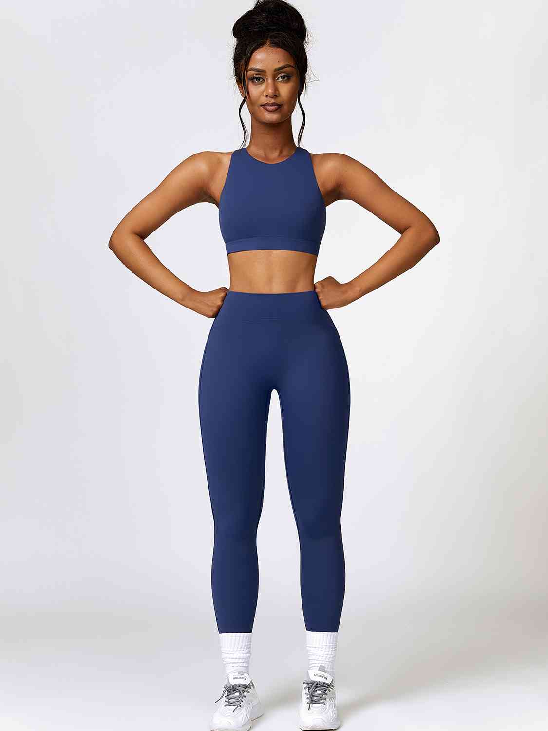 Cutout Cropped Sport Tank and Leggings Set