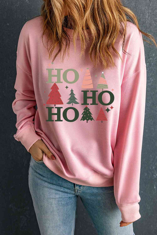 Christmas Tree Graphic Dropped Shoulder Sweatshirt