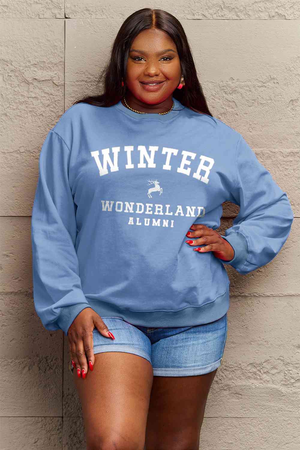 Simply Love Full Size WINTER WONDERLAND ALUMNI Graphic Long Sleeve Sweatshirt