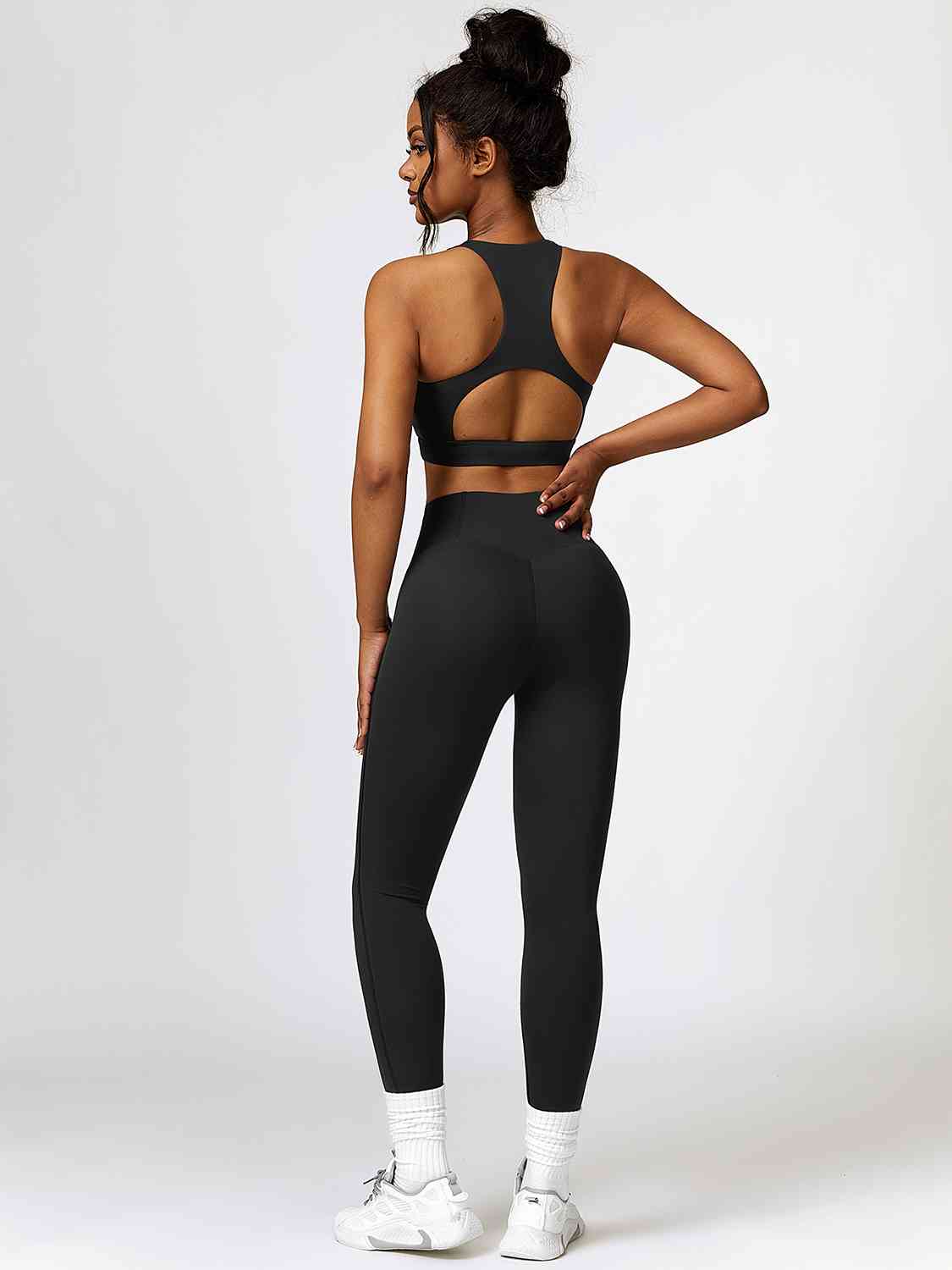 Cutout Cropped Sport Tank and Leggings Set