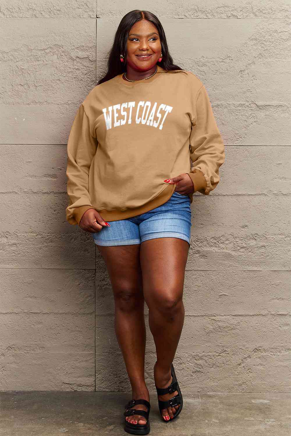 Simply Love Full Size WEST COAST Graphic Long Sleeve Sweatshirt