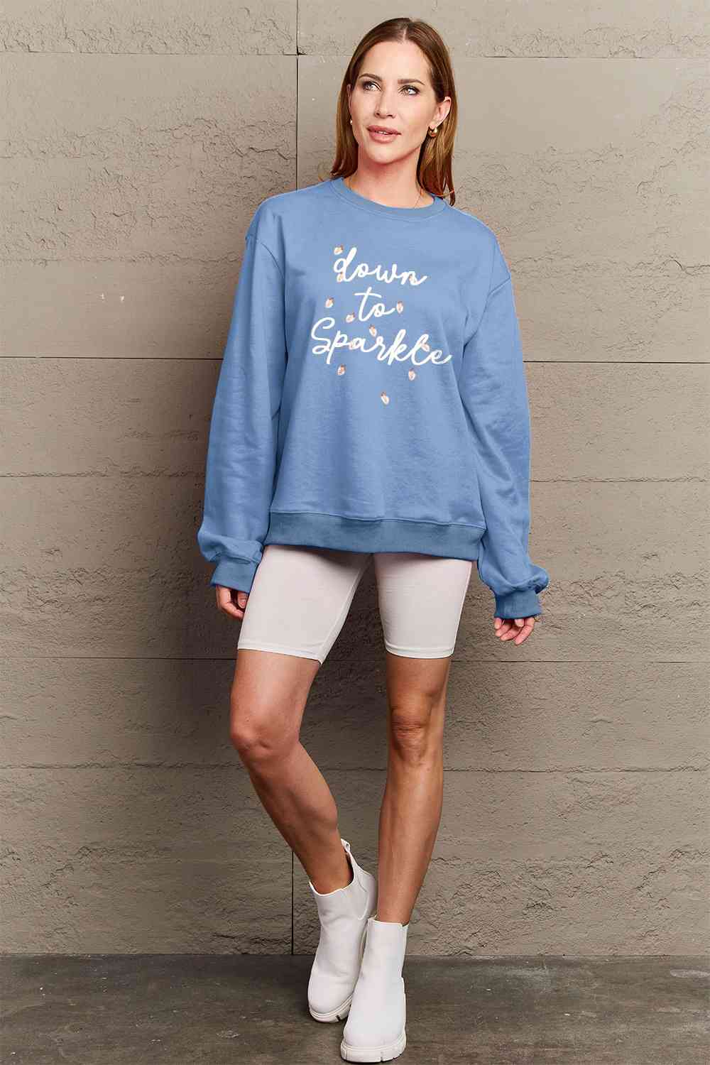 Simply Love Full Size Letter Graphic Long Sleeve Sweatshirt